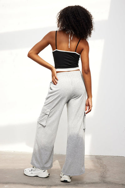 Pantalon taille haute à poche solide