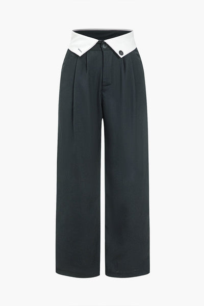 Pantalon large taille haute