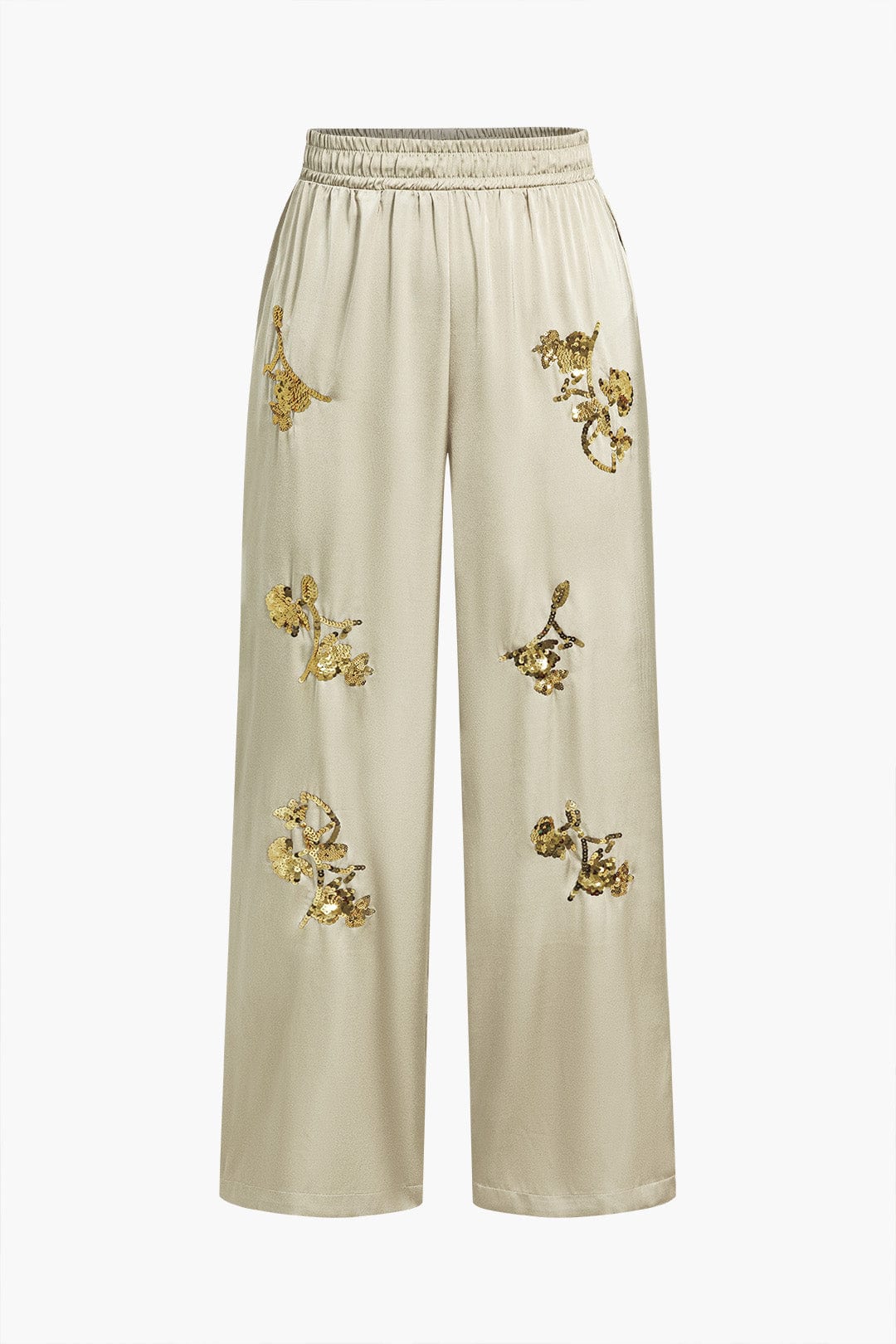 Pantalon taille haute à paillettes