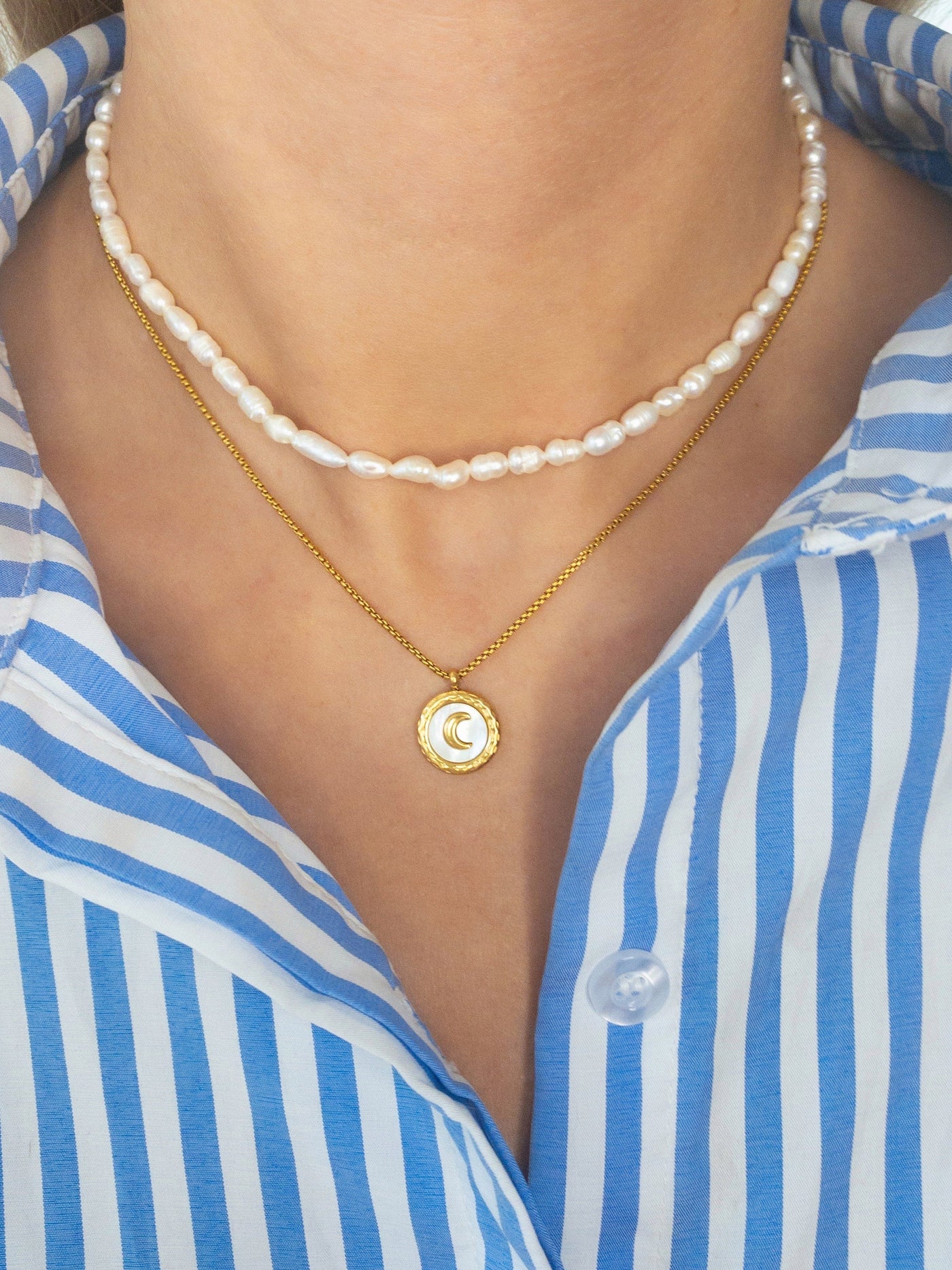Collier de perles Noor Moon Or