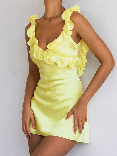 Robe à volants jaune