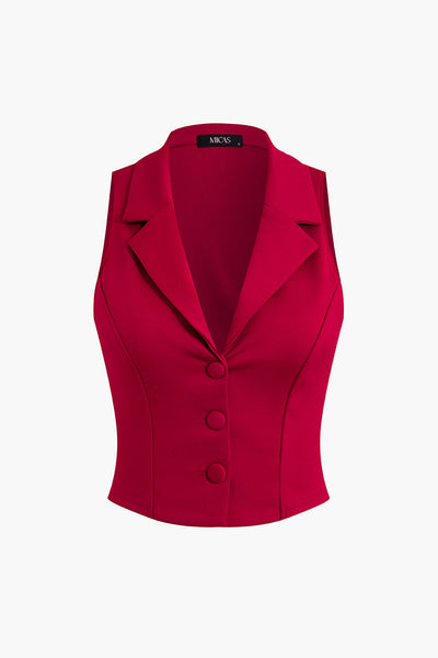 Ensemble gilet à revers mini-jupe