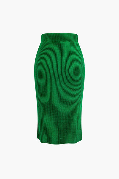 Ensemble pull à col en V et jupe