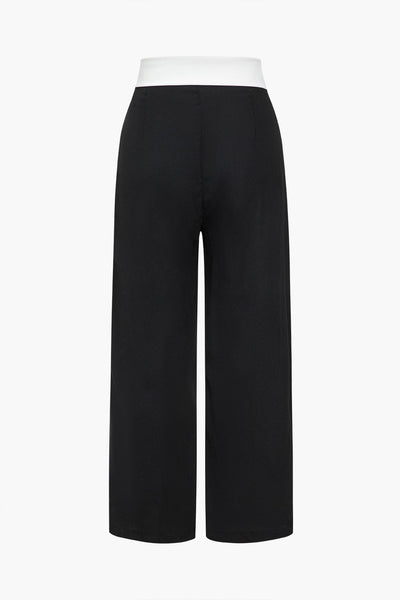 Pantalon large taille haute