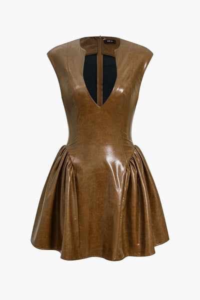 Mini robe froncée à col V
