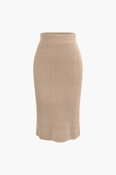 Ensemble pull à col en V et jupe