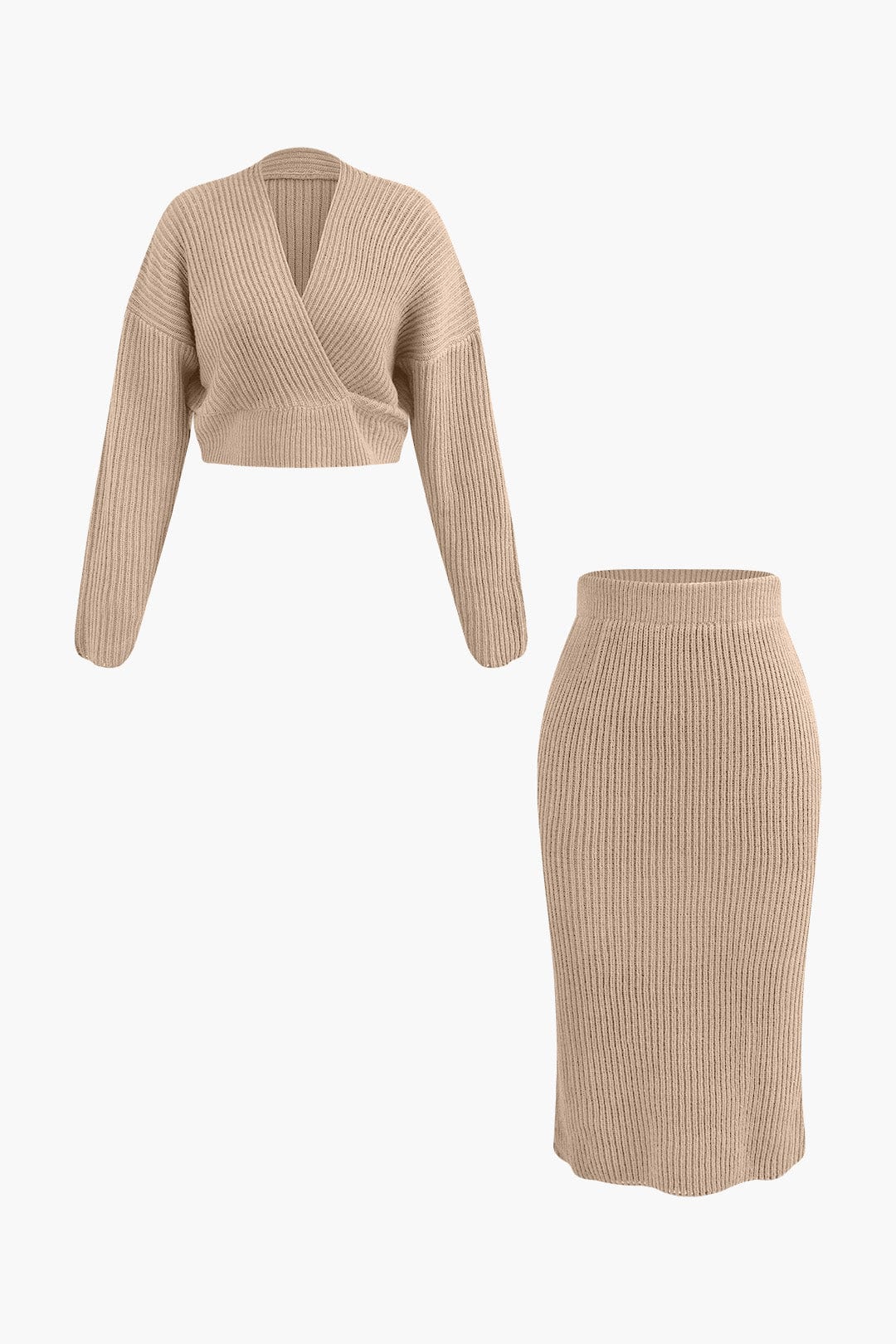 Ensemble pull à col en V et jupe