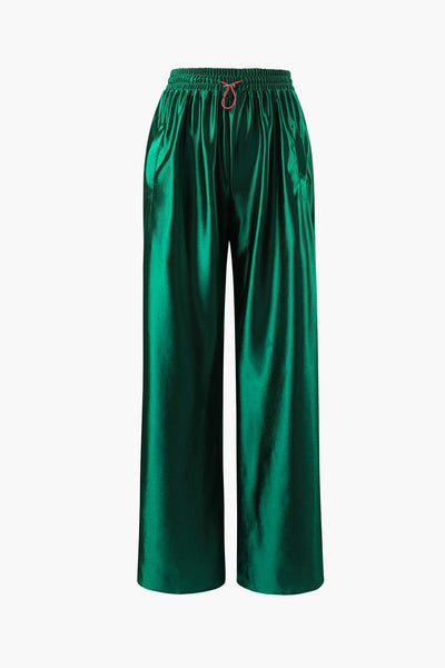 Pantalon large à cordon de satin