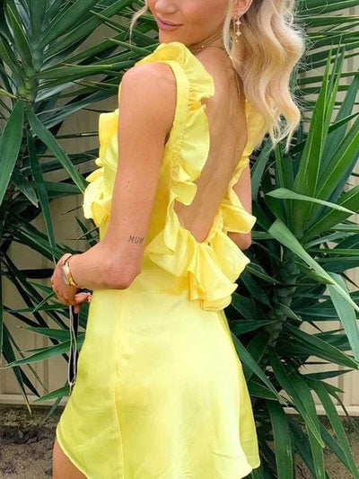 Robe à volants jaune