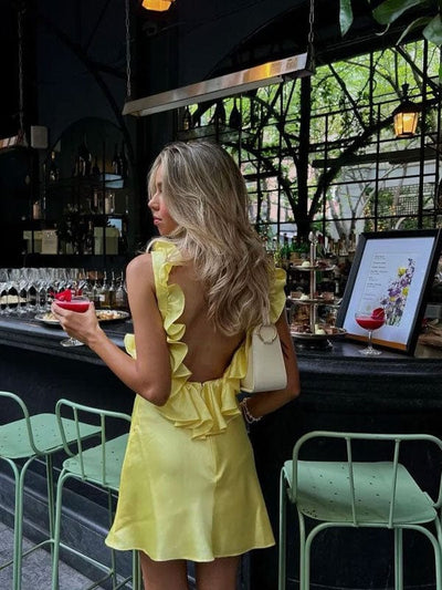 Robe à volants jaune