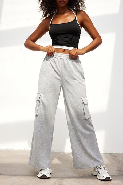Pantalon taille haute à poche solide