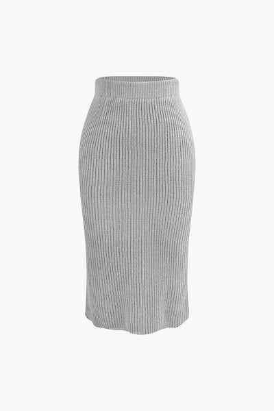 Ensemble pull à col en V et jupe