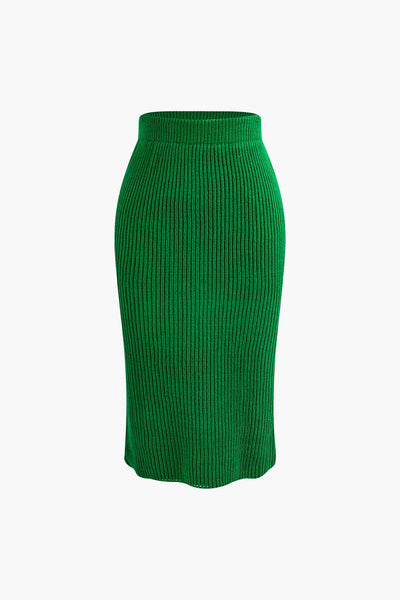 Ensemble pull à col en V et jupe