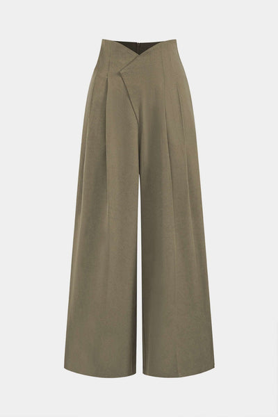 Pantalon large plissé asymétrique