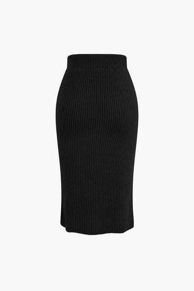 Ensemble pull à col en V et jupe