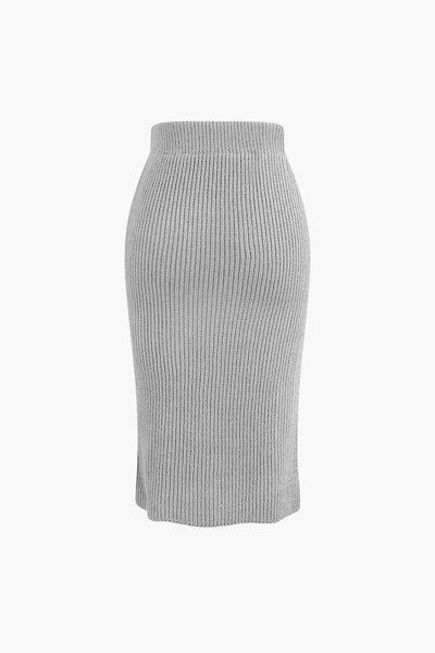 Ensemble pull à col en V et jupe