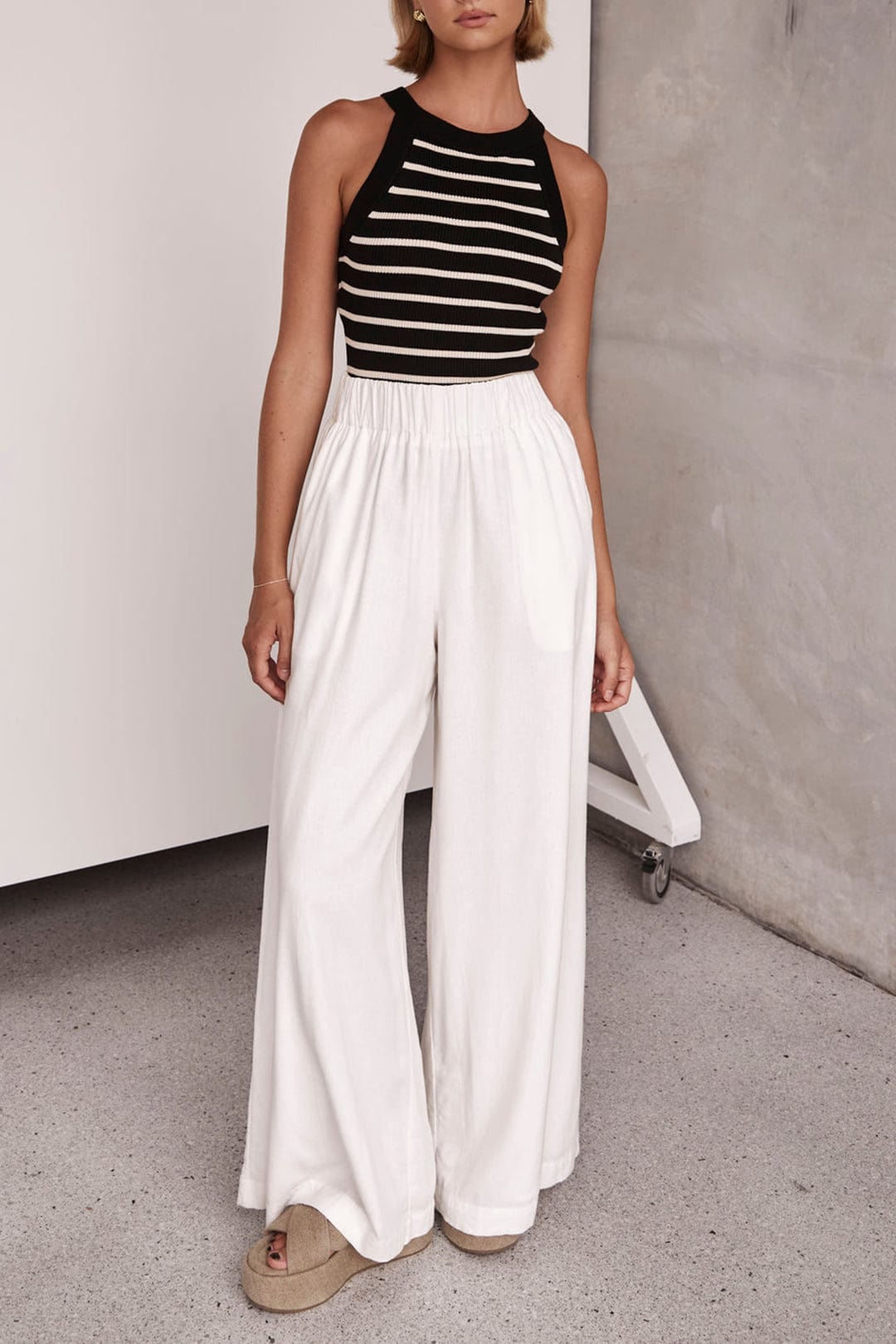 Pantalon large solide