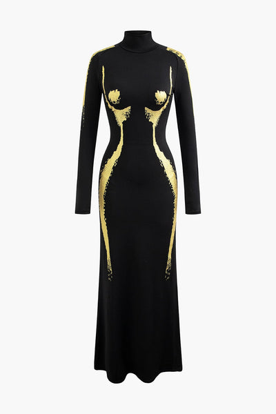 Robe longue à col roulé