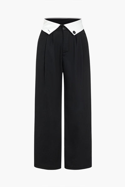 Pantalon large taille haute
