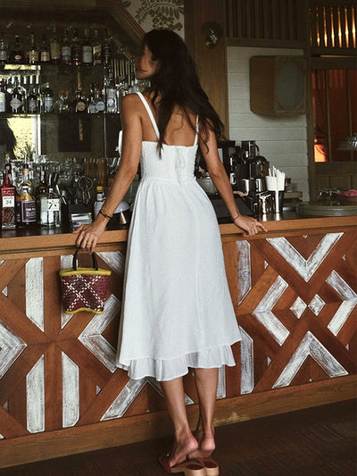 Robe midi à ourlet volant Cami uni