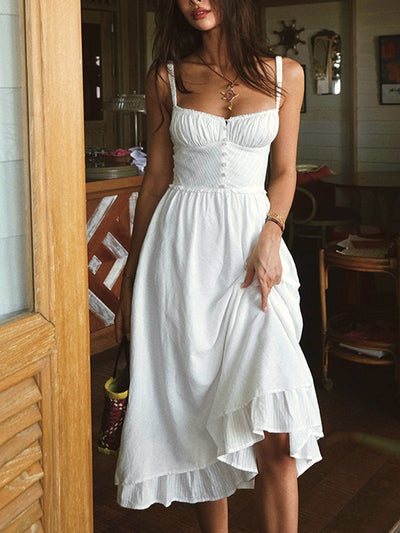 Robe midi à ourlet volant Cami uni