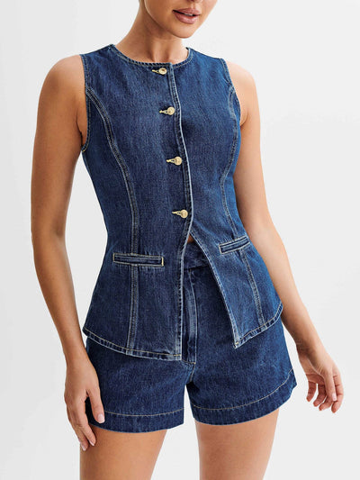 Ensemble haut et short en jeans