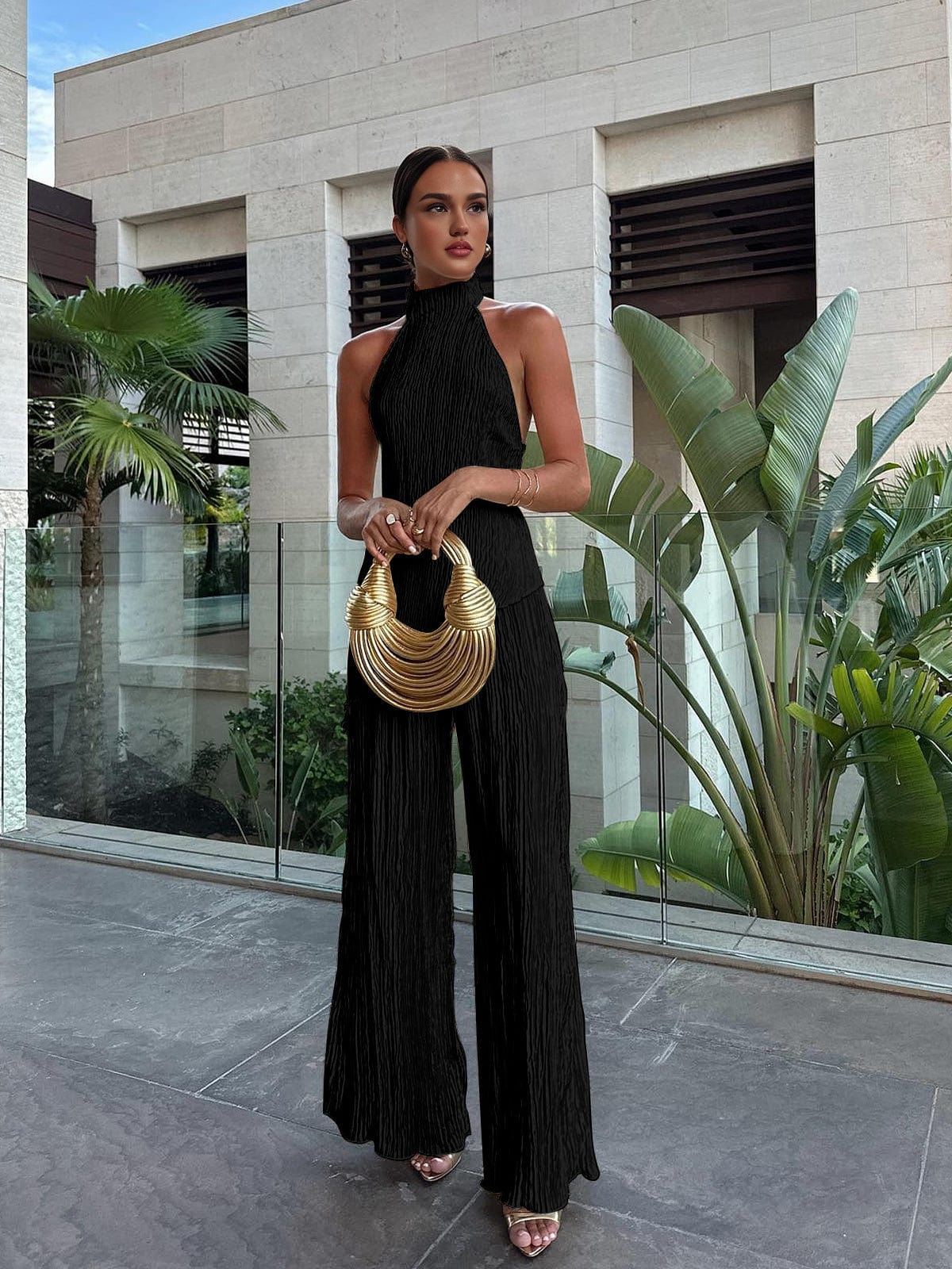 Ensemble haut dos nu et pantalon plissé