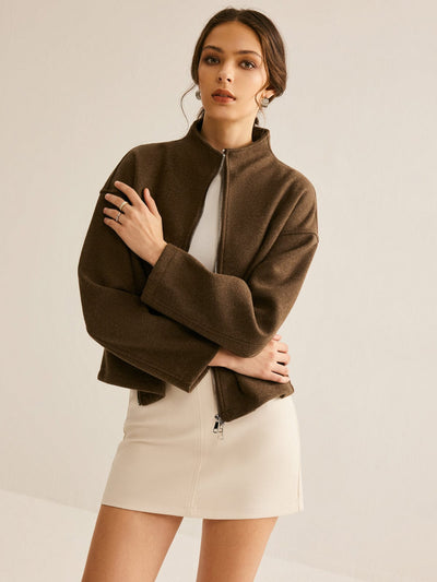 Manteau en laine doublement zippé