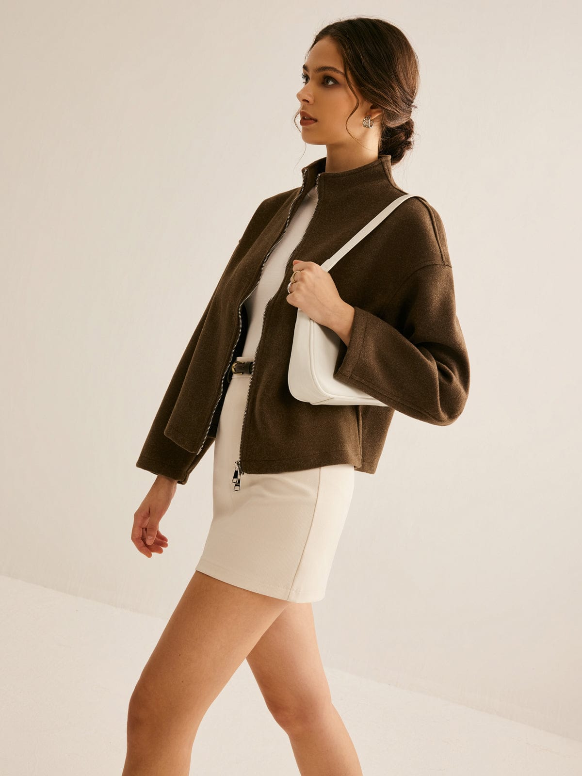Manteau en laine doublement zippé