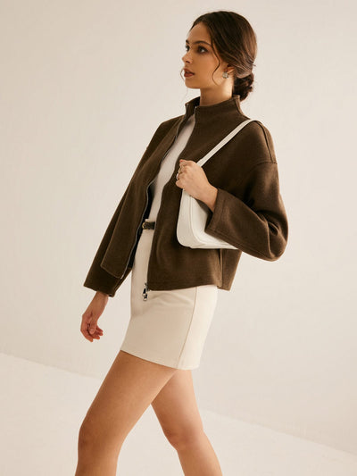 Manteau en laine doublement zippé