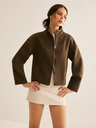 Manteau en laine doublement zippé