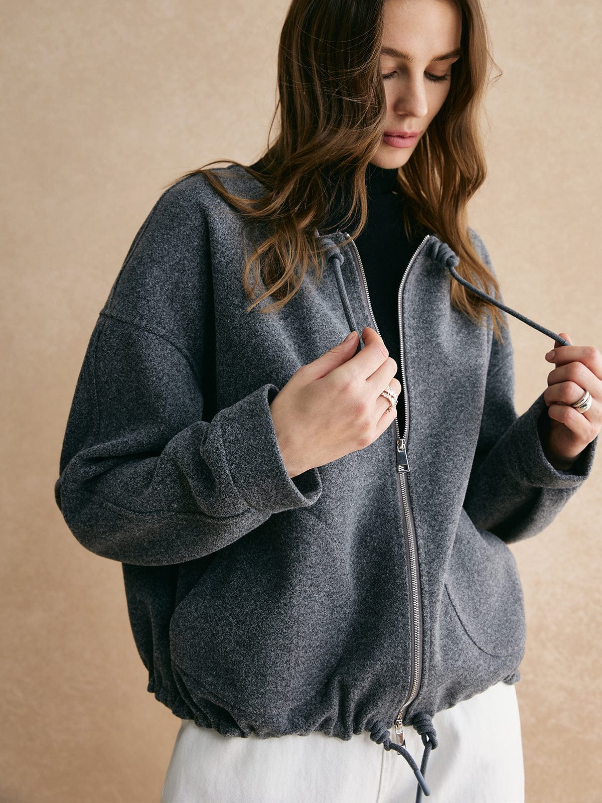Veste ample à cordon de serrage