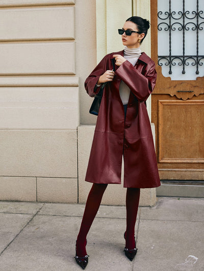 Vestes longues vintage faux cuir