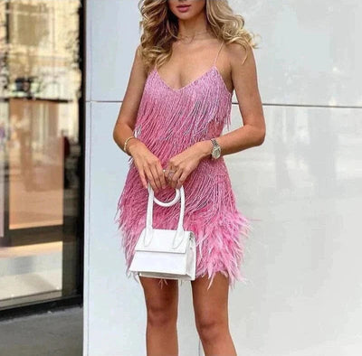 Mini robe à plumes