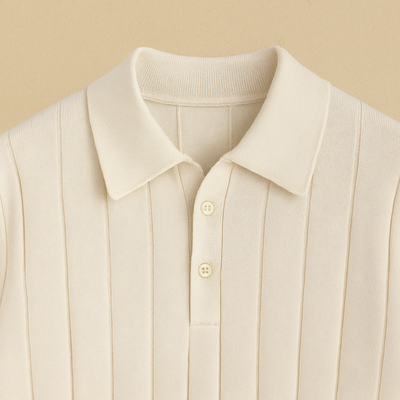 Elegant Ribbed Knit Polo Shirt