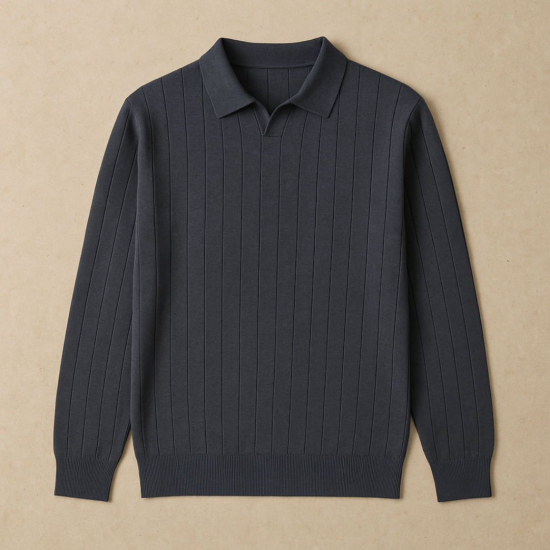 Elegant Long Sleeve Knit Polo