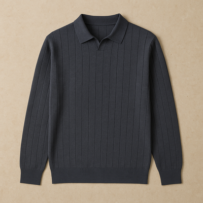 Elegant Long Sleeve Knit Polo