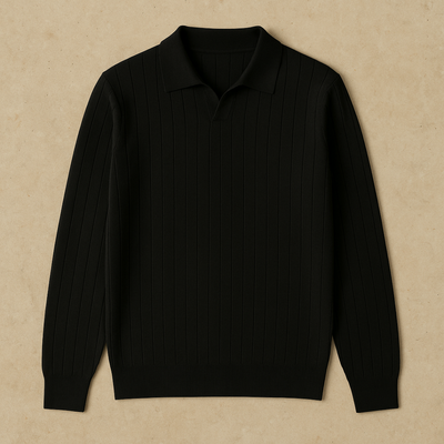 Elegant Long Sleeve Knit Polo