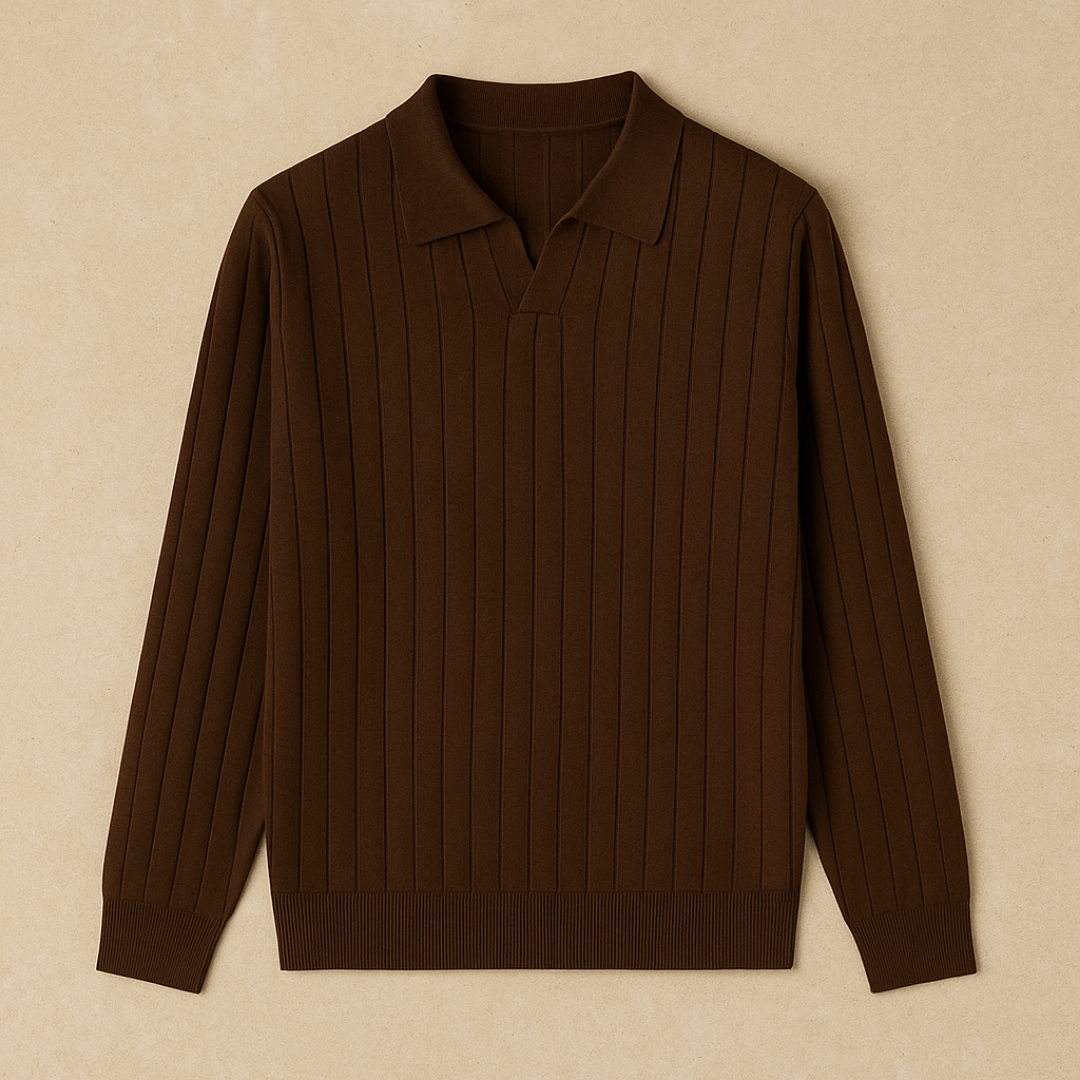 Elegant Long Sleeve Knit Polo