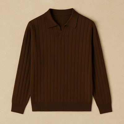 Elegant Long Sleeve Knit Polo