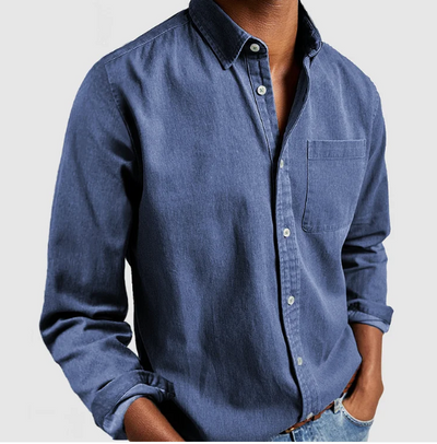Casual Cotton Blend Denim Shirt