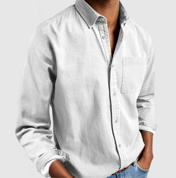 Casual Cotton Blend Denim Shirt