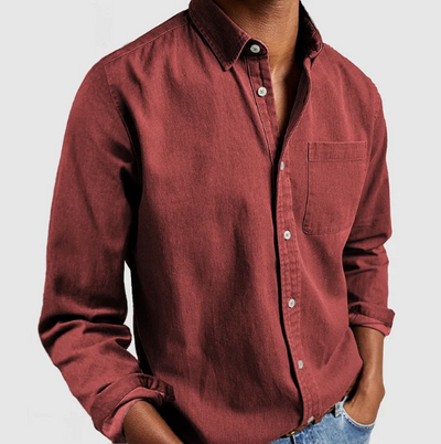Casual Cotton Blend Denim Shirt