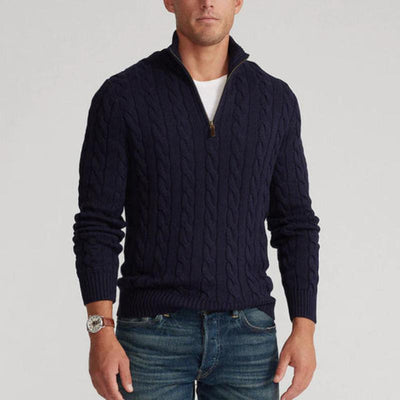 Elegant Cotton Half-Zip Sweater