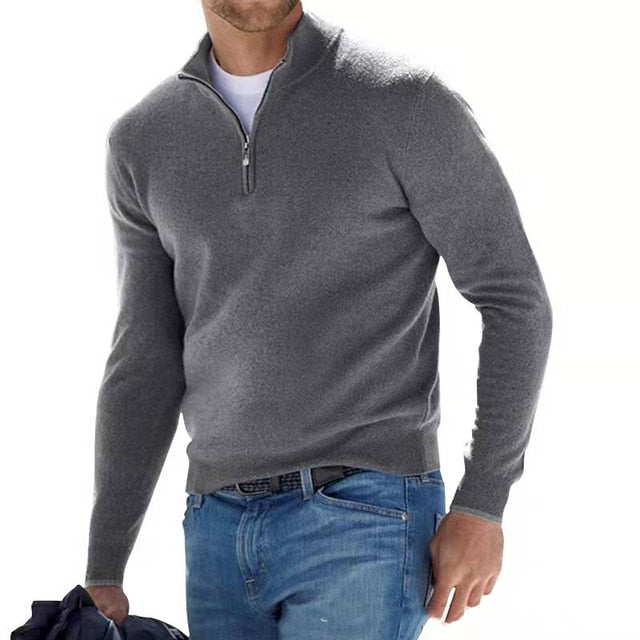 Men's Faux Wool V-Neck Sweater