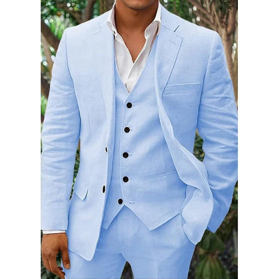 Men's Elegant Linen 3-Piece Suit Set