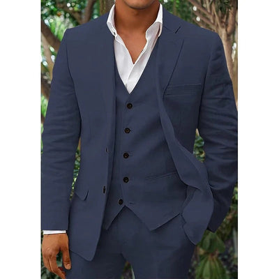 Men's Elegant Linen 3-Piece Suit Set