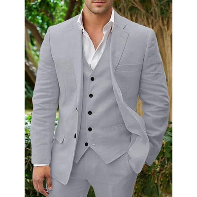 Men's Elegant Linen 3-Piece Suit Set