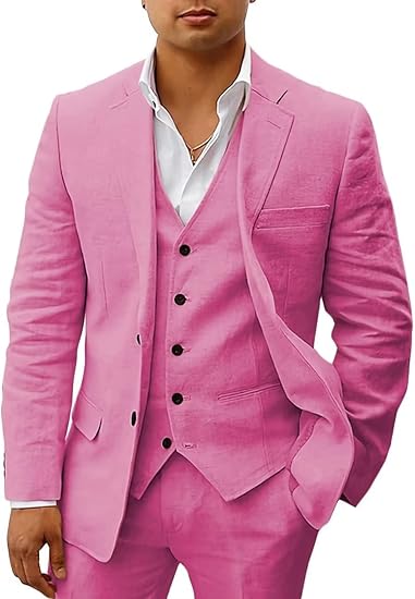 Men's Elegant Linen 3-Piece Suit Set