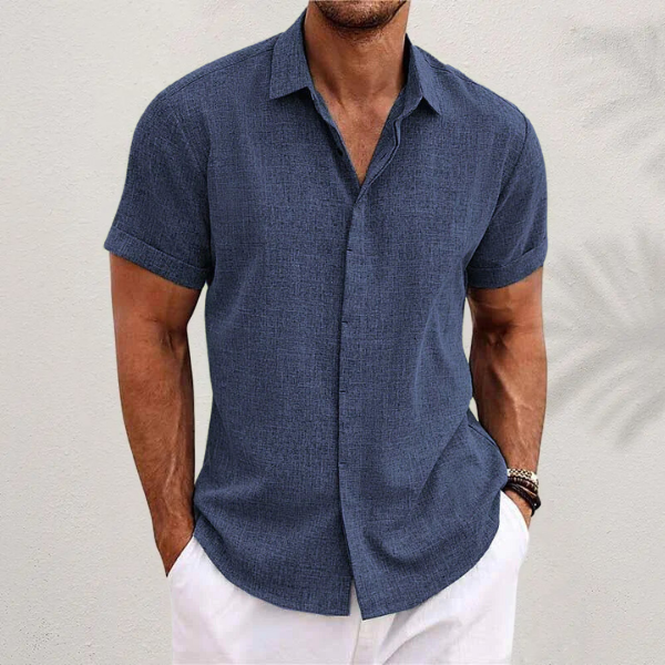 Minimalist Short-Sleeve Linen Shirt